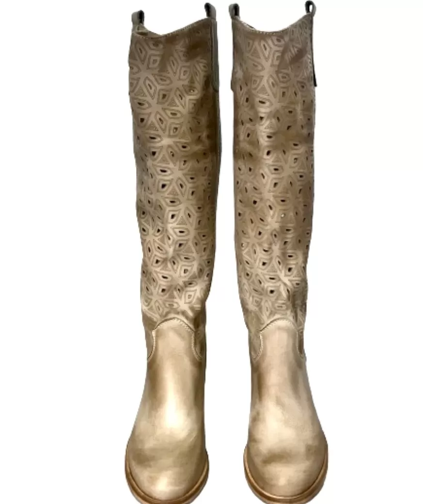 Donna CAMARRI CALZATURE Scarpe Donna | Stivale Alto Laserato Color Taupe