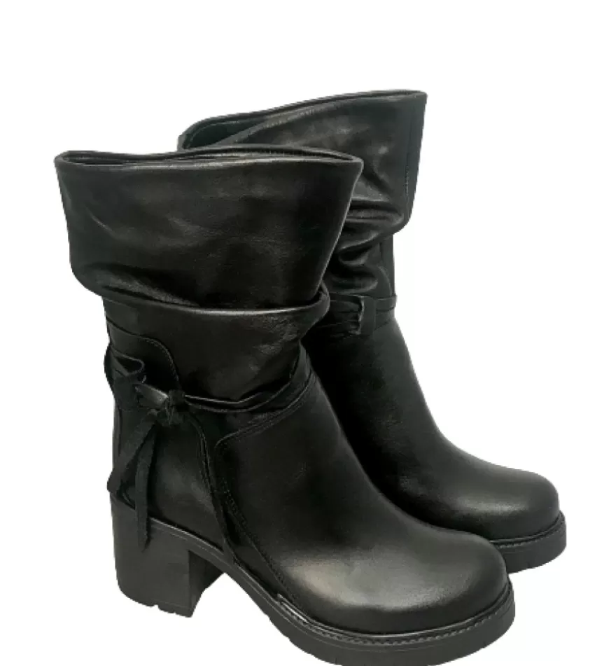 Donna CAMARRI CALZATURE Scarpe Donna | Stivale Artigianale Arricciato Nero
