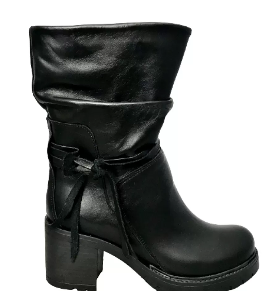 Donna CAMARRI CALZATURE Scarpe Donna | Stivale Artigianale Arricciato Nero