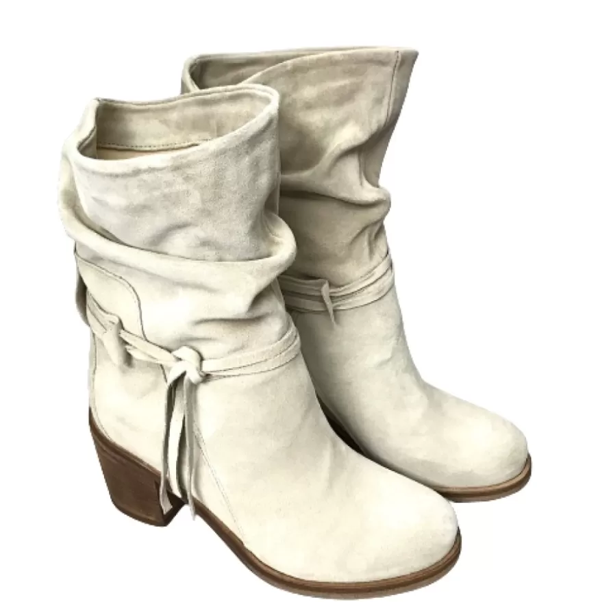 Donna CAMARRI CALZATURE Scarpe Donna | Stivale Artigianale Arricciato Panna