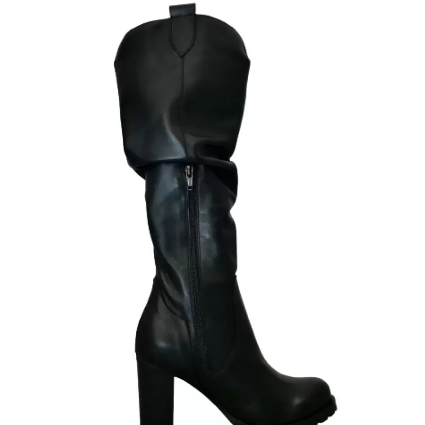 Donna CAMARRI CALZATURE Scarpe Donna | Stivale Artigianale Nero Con Tacco