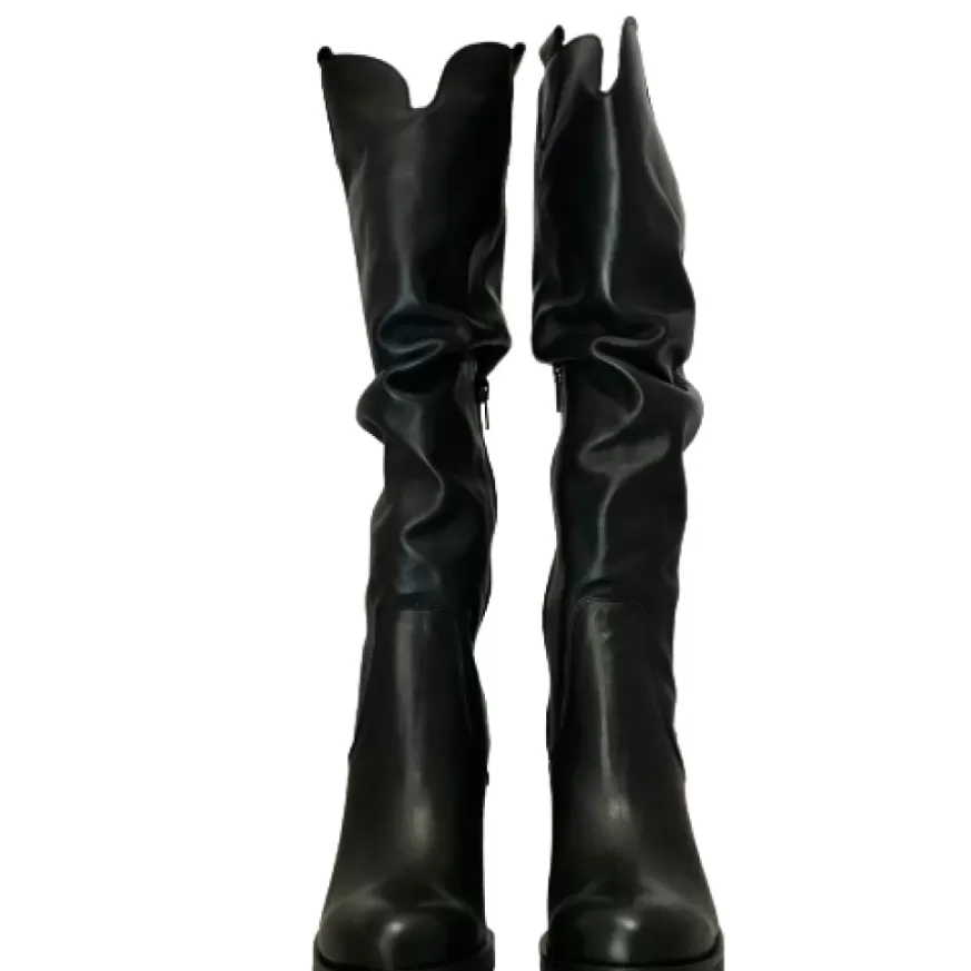 Donna CAMARRI CALZATURE Scarpe Donna | Stivale Artigianale Nero Con Tacco