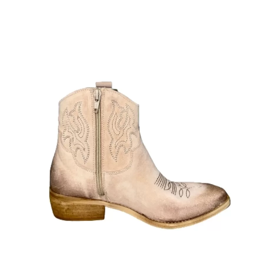 Donna CAMARRI CALZATURE Scarpe Donna | Texano Artigianale In Nabuk Spazzolato Cipria
