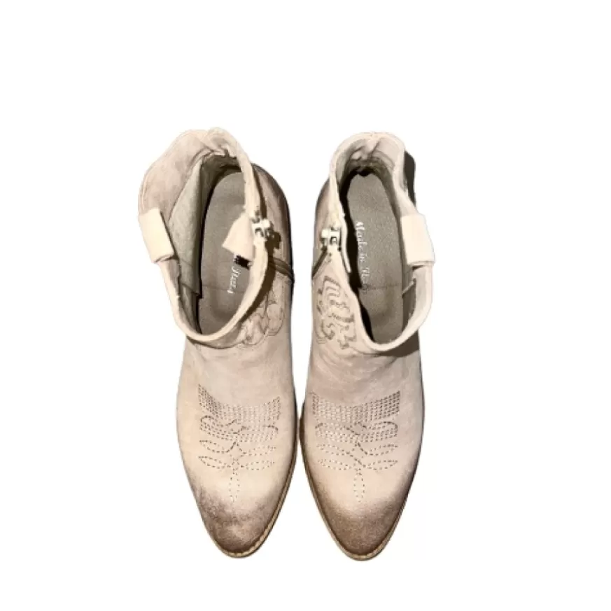 Donna CAMARRI CALZATURE Scarpe Donna | Texano Artigianale In Nabuk Spazzolato Cipria
