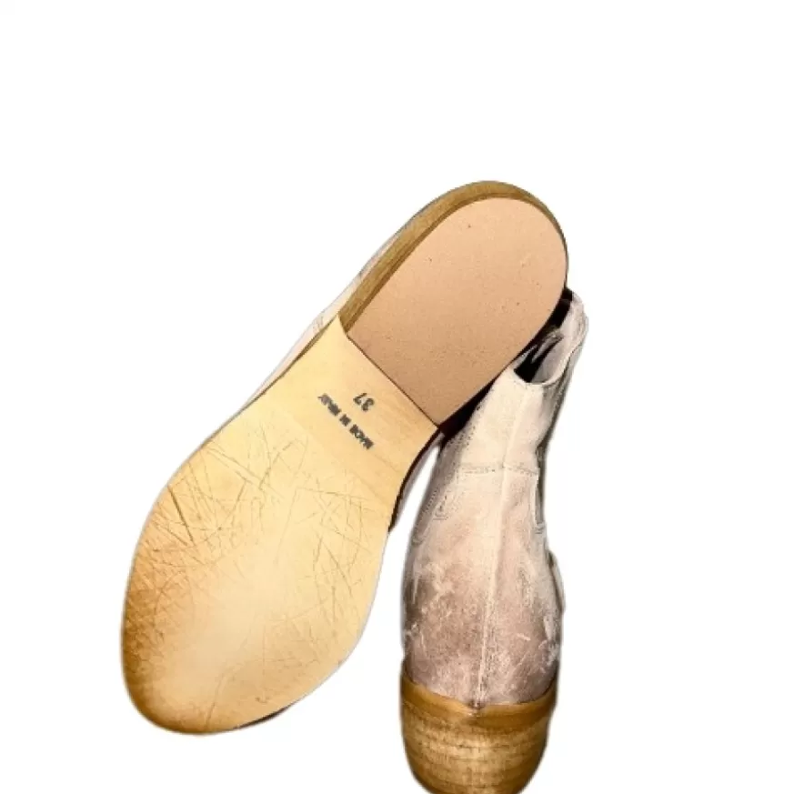Donna CAMARRI CALZATURE Scarpe Donna | Texano Artigianale In Nabuk Spazzolato Cipria