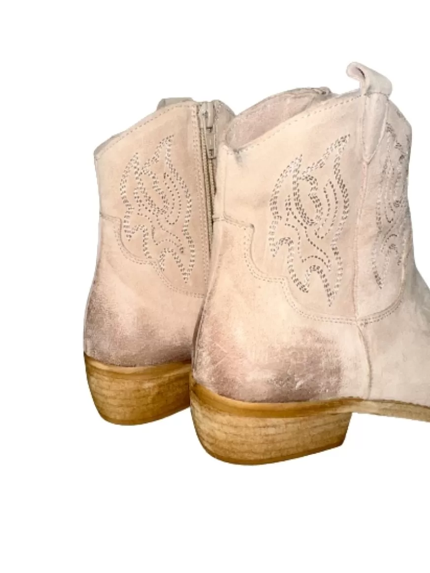 Donna CAMARRI CALZATURE Scarpe Donna | Texano Artigianale In Nabuk Spazzolato Cipria