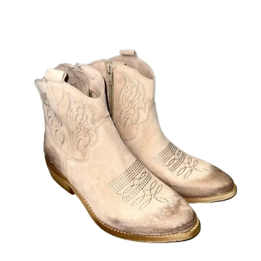 Donna CAMARRI CALZATURE Scarpe Donna | Texano Artigianale In Nabuk Spazzolato Cipria
