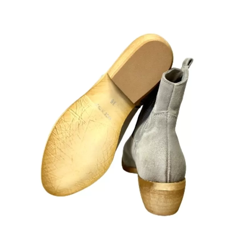Donna CAMARRI CALZATURE Scarpe Donna | Texano Artigianale In Nabuk Spazzolato Grigio