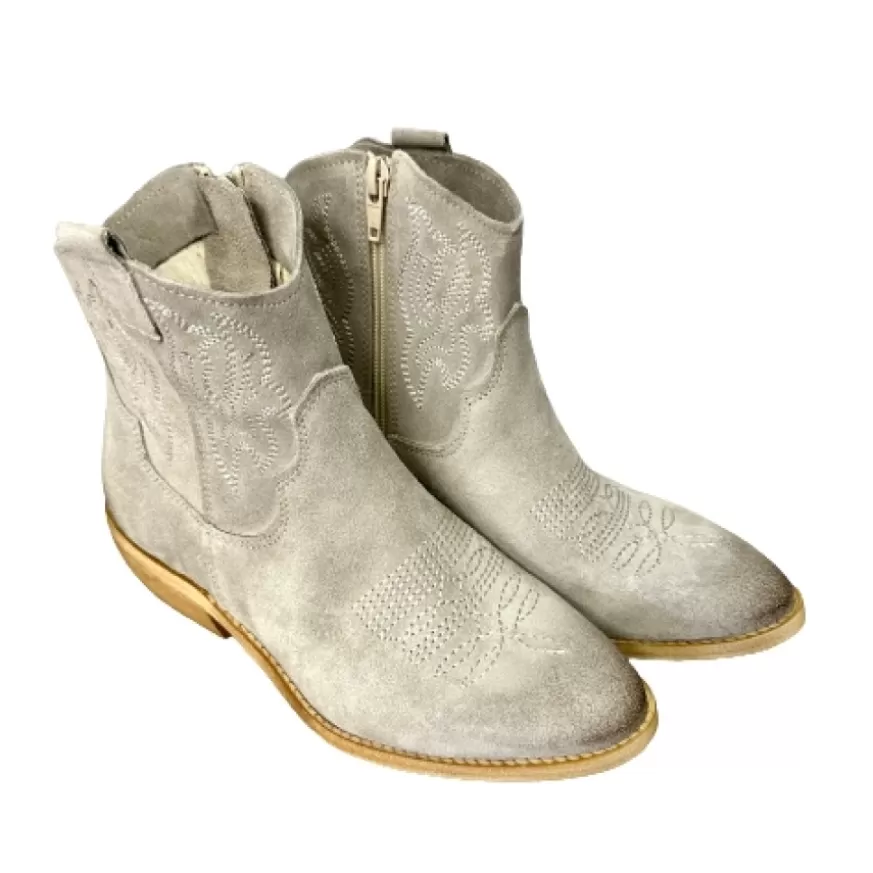 Donna CAMARRI CALZATURE Scarpe Donna | Texano Artigianale In Nabuk Spazzolato Grigio