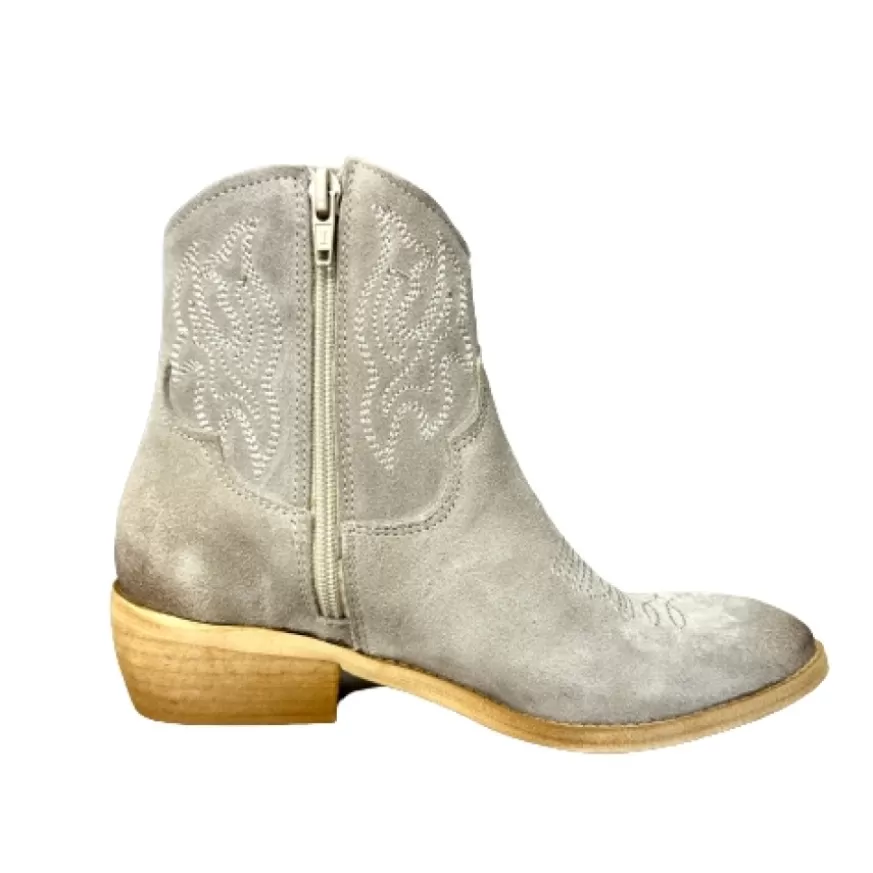 Donna CAMARRI CALZATURE Scarpe Donna | Texano Artigianale In Nabuk Spazzolato Grigio