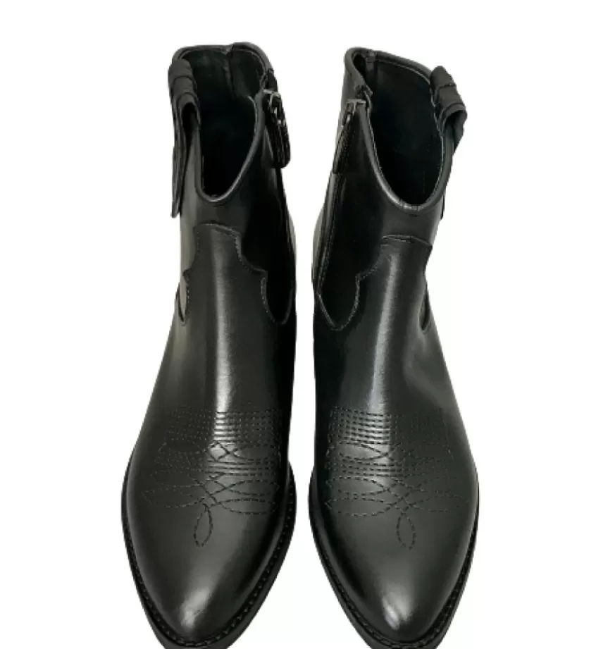 Donna CAMARRI CALZATURE Scarpe Donna | Texano Artigianale In Pelle Nera Basso