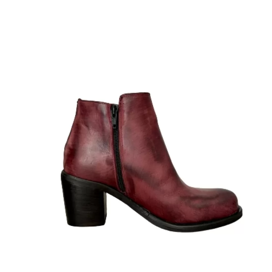 Donna CAMARRI CALZATURE Scarpe Donna | Tronchetto Artigianale Con Cerniera Spazzolato Bordeaux