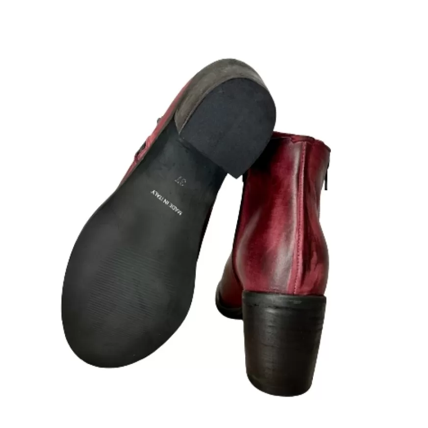 Donna CAMARRI CALZATURE Scarpe Donna | Tronchetto Artigianale Con Cerniera Spazzolato Bordeaux