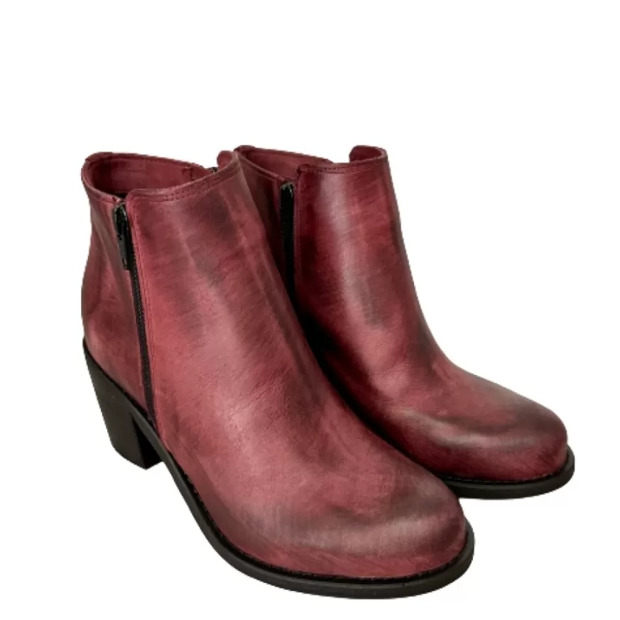 Donna CAMARRI CALZATURE Scarpe Donna | Tronchetto Artigianale Con Cerniera Spazzolato Bordeaux