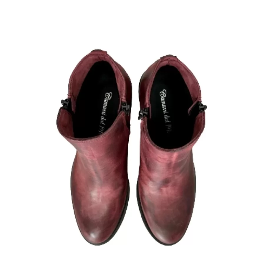 Donna CAMARRI CALZATURE Scarpe Donna | Tronchetto Artigianale Con Cerniera Spazzolato Bordeaux