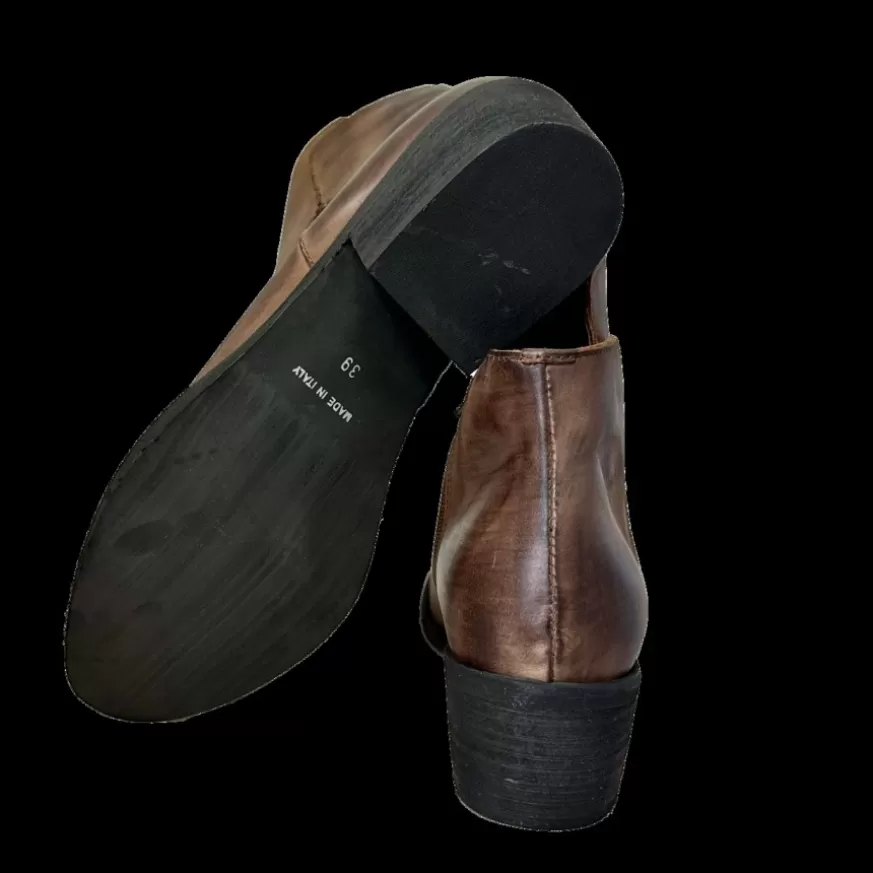 Donna CAMARRI CALZATURE Scarpe Donna | Tronchetto In Pelle Taupe Con Cerniera