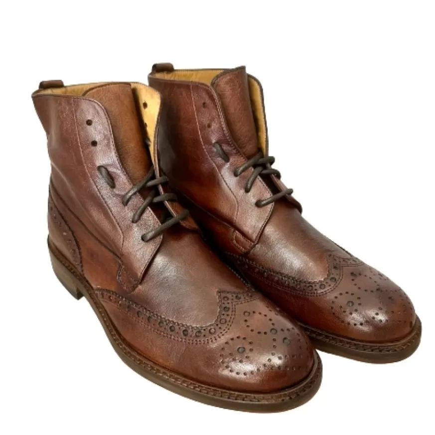 Uomo CAMARRI CALZATURE Scarpe Uomo | Anfibio Artigianale In Bufalo Tuffato Marrone