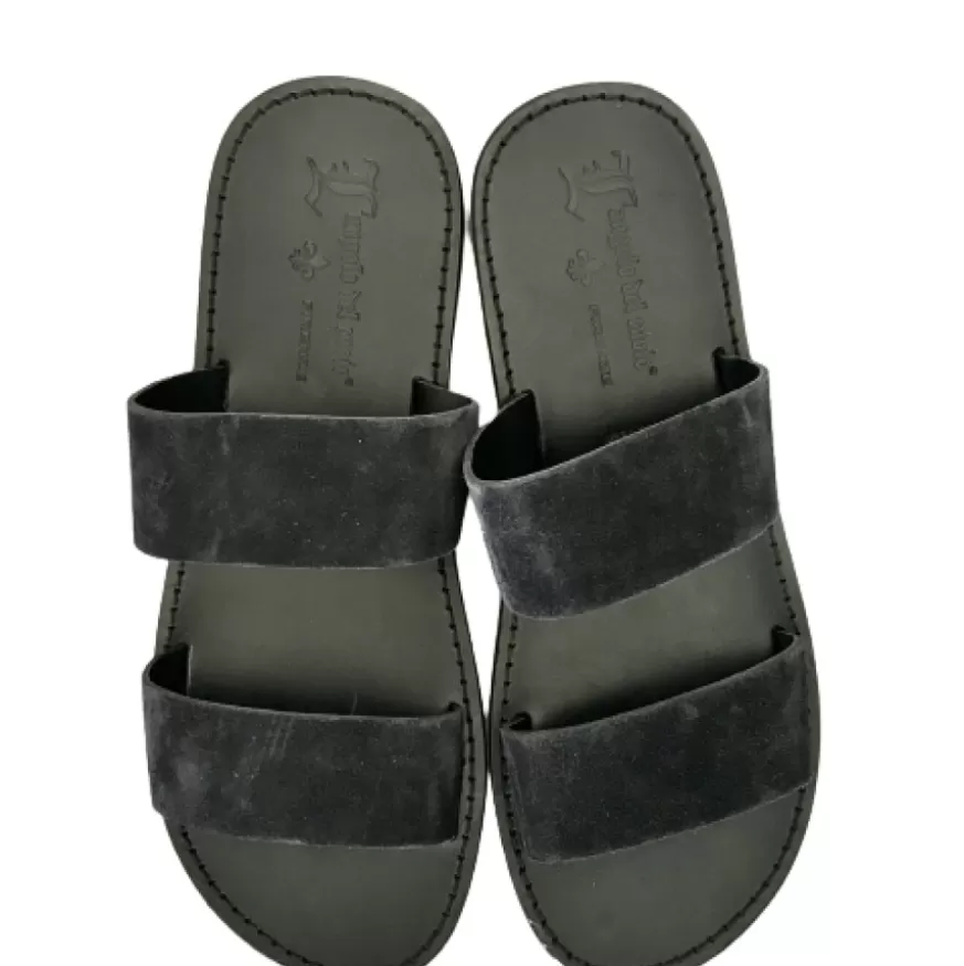 Uomo CAMARRI CALZATURE Scarpe Uomo | Ciabatta Artigianale In Camoscio Nera Mod.C19