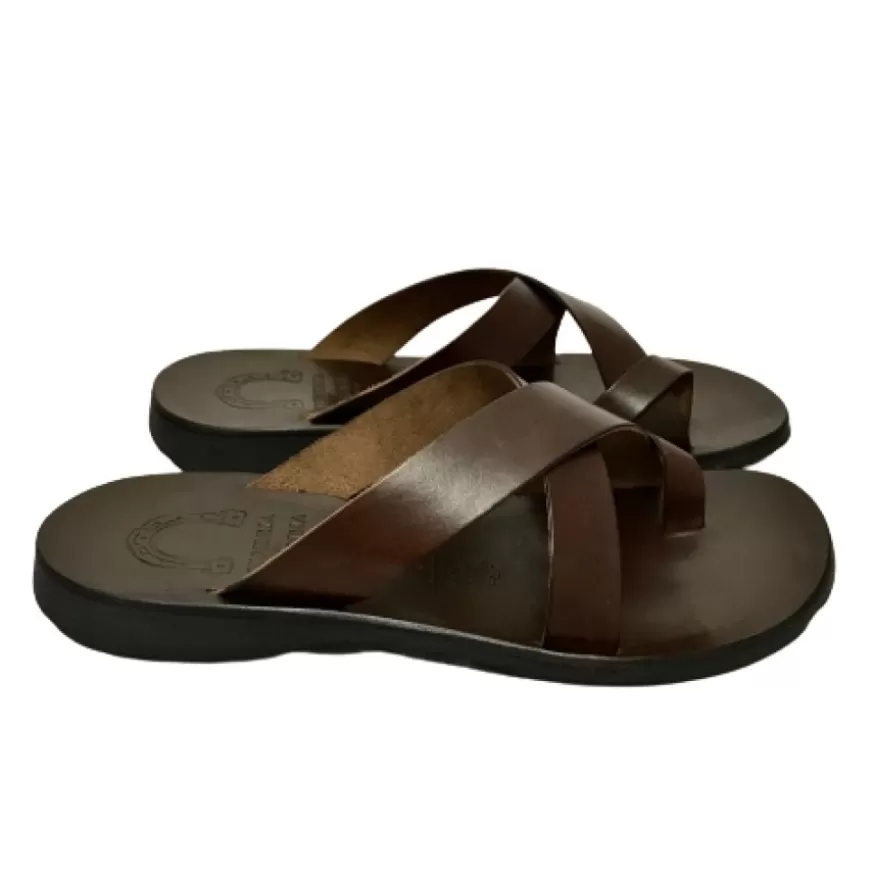 Uomo CAMARRI CALZATURE Scarpe Uomo | Ciabatta Artigianale In Pelle Testa Di Moro Mod.533