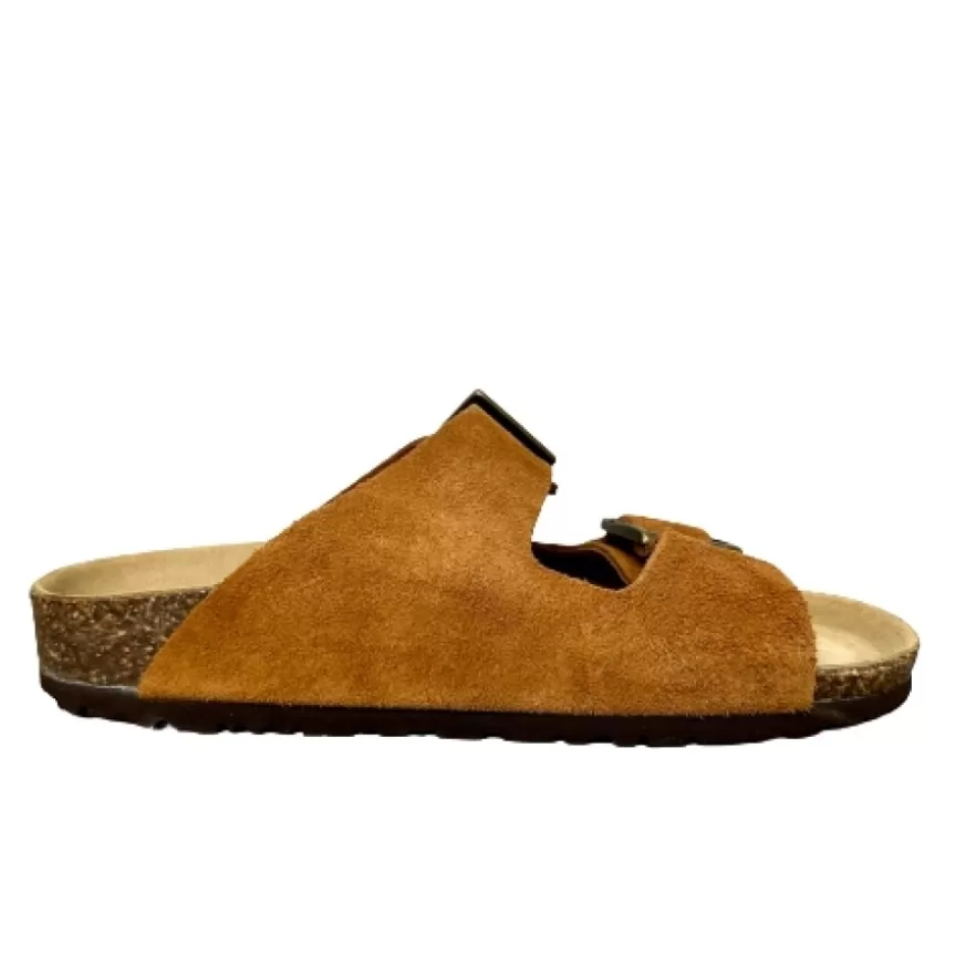 Uomo CAMARRI CALZATURE Scarpe Uomo | Ciabatta Bionatura Scamosciata Brandy Vibram