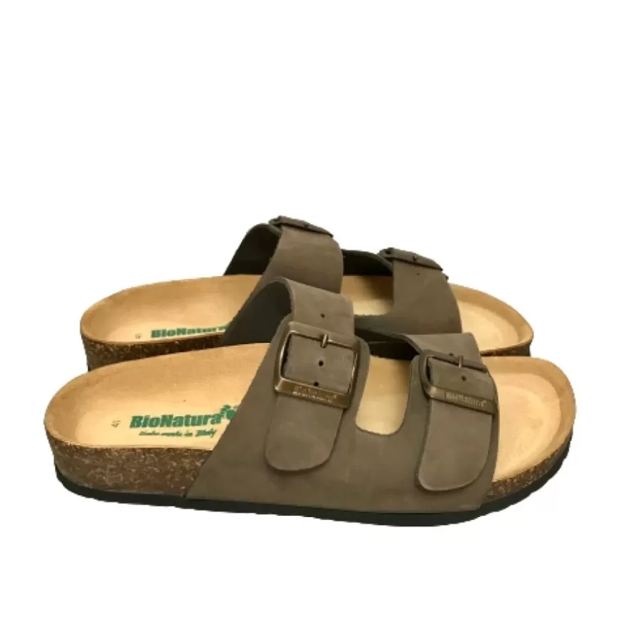 Uomo CAMARRI CALZATURE Scarpe Uomo | Ciabatta Due Fasce Bionatura Nabuk Testa Di Moro