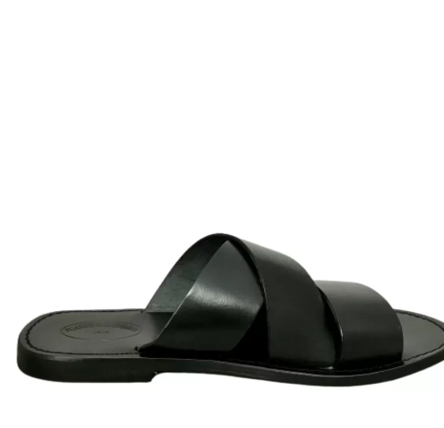 Uomo CAMARRI CALZATURE Scarpe Uomo | Ciabatta In Pelle Nera Mod.7046