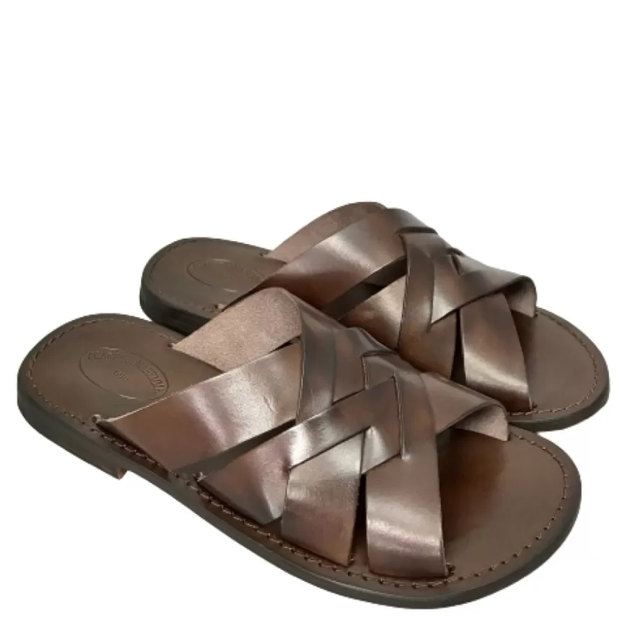 Uomo CAMARRI CALZATURE Scarpe Uomo | Ciabatta In Pelle Testa Di Moro Mod.7092