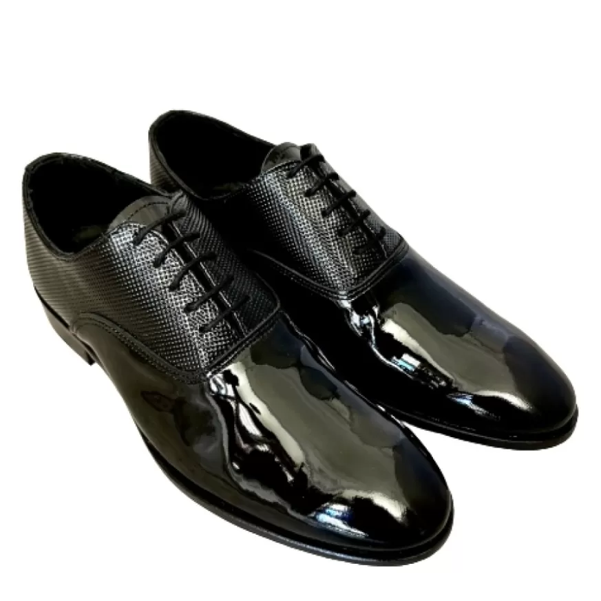 Uomo CAMARRI CALZATURE Scarpe Uomo | Francesina In Vernice Nera Cucita Blake