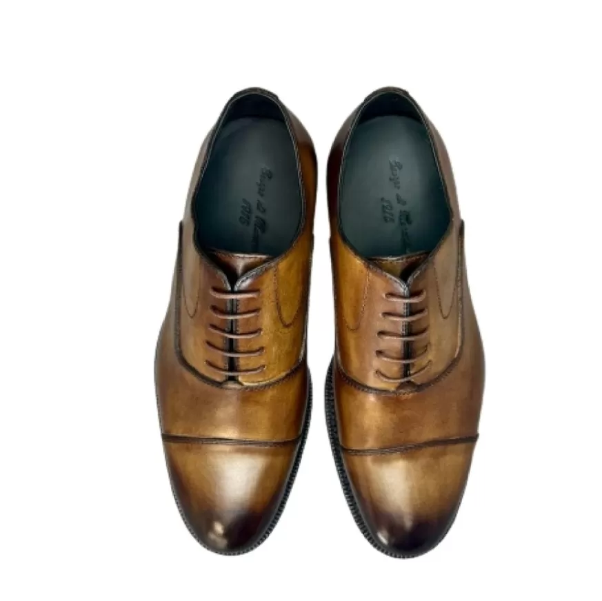 Uomo CAMARRI CALZATURE Scarpe Uomo | Francesina Sfumata A Mano Marrone Cucita Blake