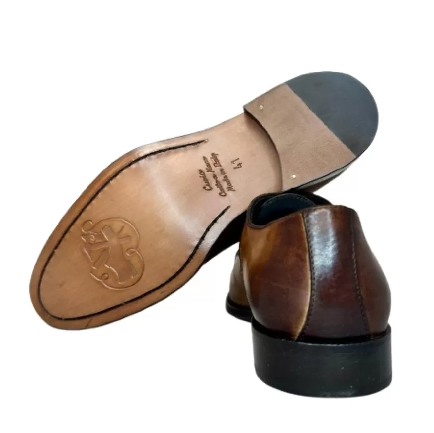 Uomo CAMARRI CALZATURE Scarpe Uomo | Francesina Sfumata A Mano Marrone Cucita Blake