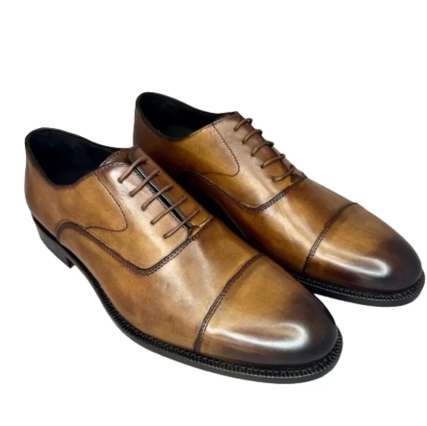Uomo CAMARRI CALZATURE Scarpe Uomo | Francesina Sfumata A Mano Marrone Cucita Blake