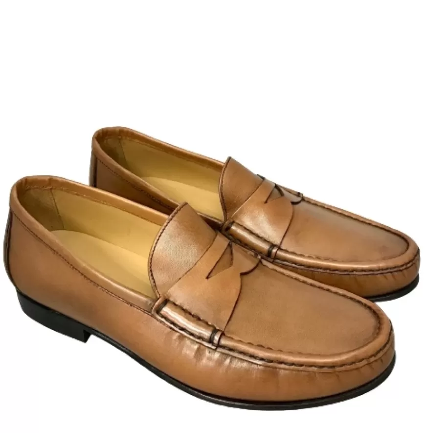 Uomo CAMARRI CALZATURE Scarpe Uomo | Mocassino Cognac Mod. College Cucito Blake
