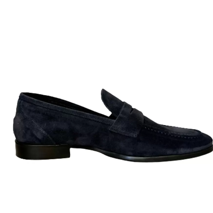 Uomo CAMARRI CALZATURE Scarpe Uomo | Mocassino In Camoscio Blu Cucito Blake