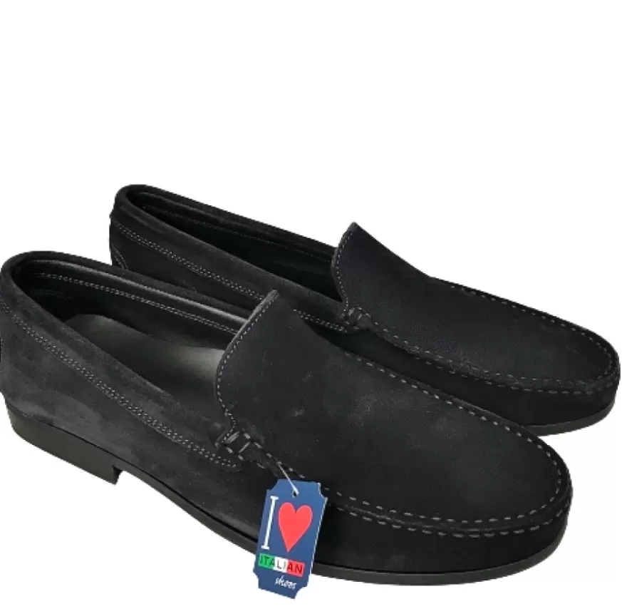 Uomo CAMARRI CALZATURE Scarpe Uomo | Mocassino In Camoscio Blu Soldini