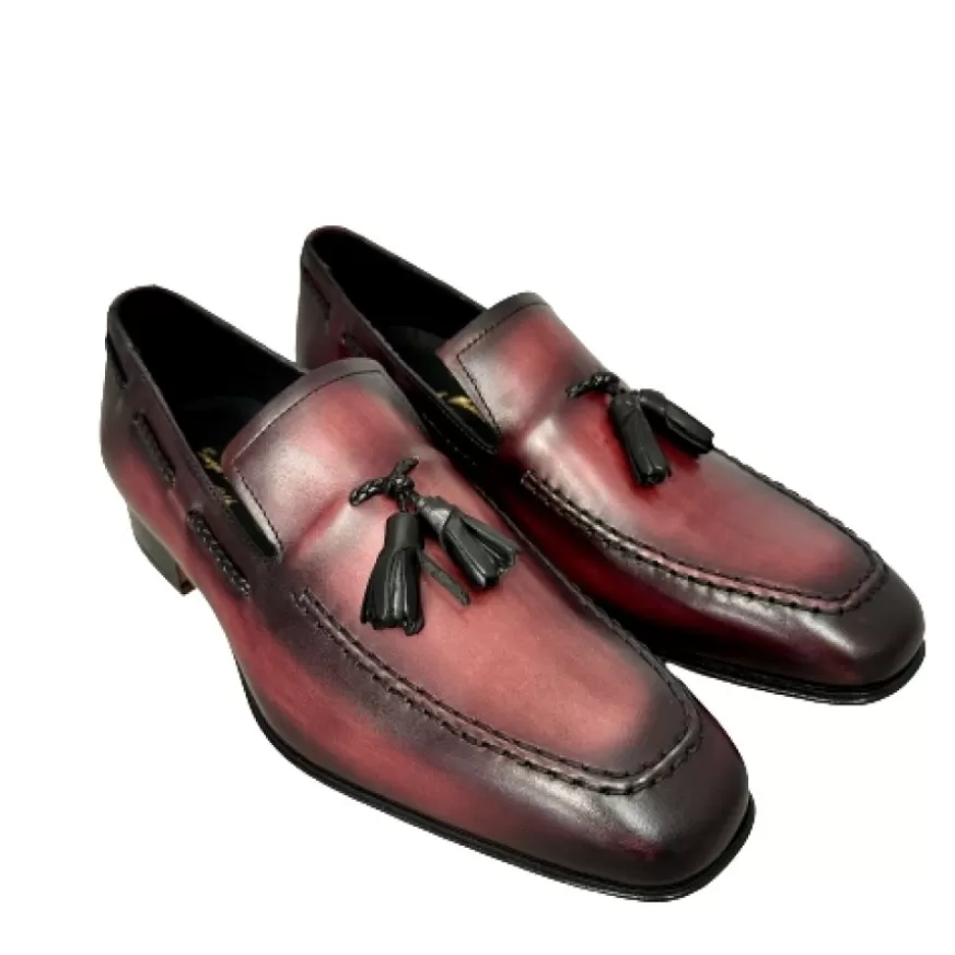 Uomo CAMARRI CALZATURE Scarpe Uomo | Mocassino In Pelle Bordeaux Con Nappine Serigrafato