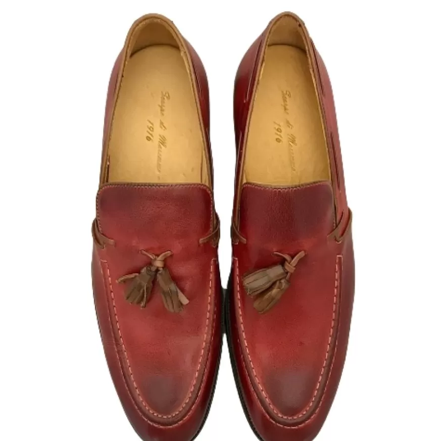 Uomo CAMARRI CALZATURE Scarpe Uomo | Mocassino In Pelle Fondo Cuoio Rosso