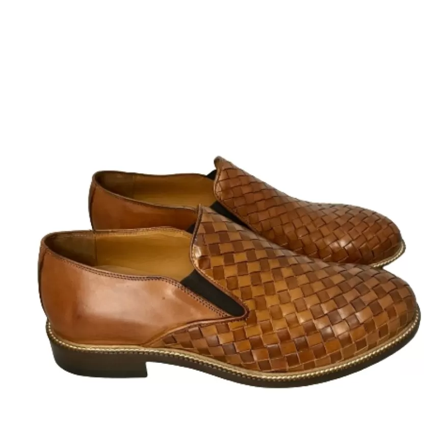 Uomo CAMARRI CALZATURE Scarpe Uomo | Mocassino Intrecciato Cognac