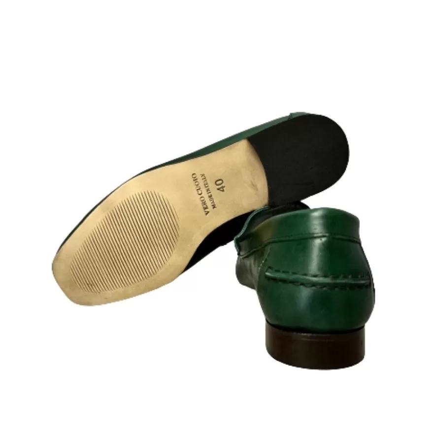 Uomo CAMARRI CALZATURE Scarpe Uomo | Mocassino Mod. College Estivo Verde Bottiglia