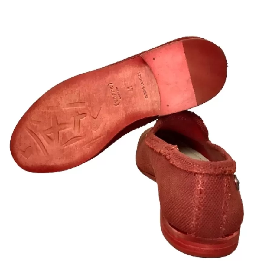 Uomo CAMARRI CALZATURE Scarpe Uomo | Mocassino Rosso Artigianalein Tela