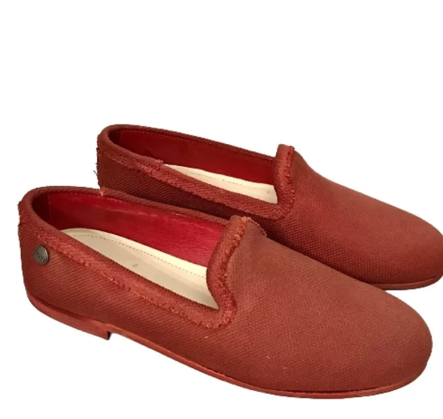 Uomo CAMARRI CALZATURE Scarpe Uomo | Mocassino Rosso Artigianalein Tela