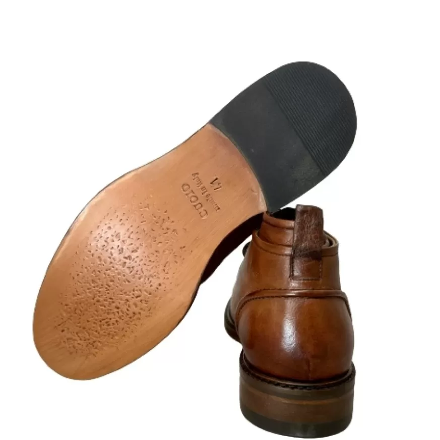 Uomo CAMARRI CALZATURE Scarpe Uomo | Polacchino Artigianale In Bufalo Tuffato Cuoio