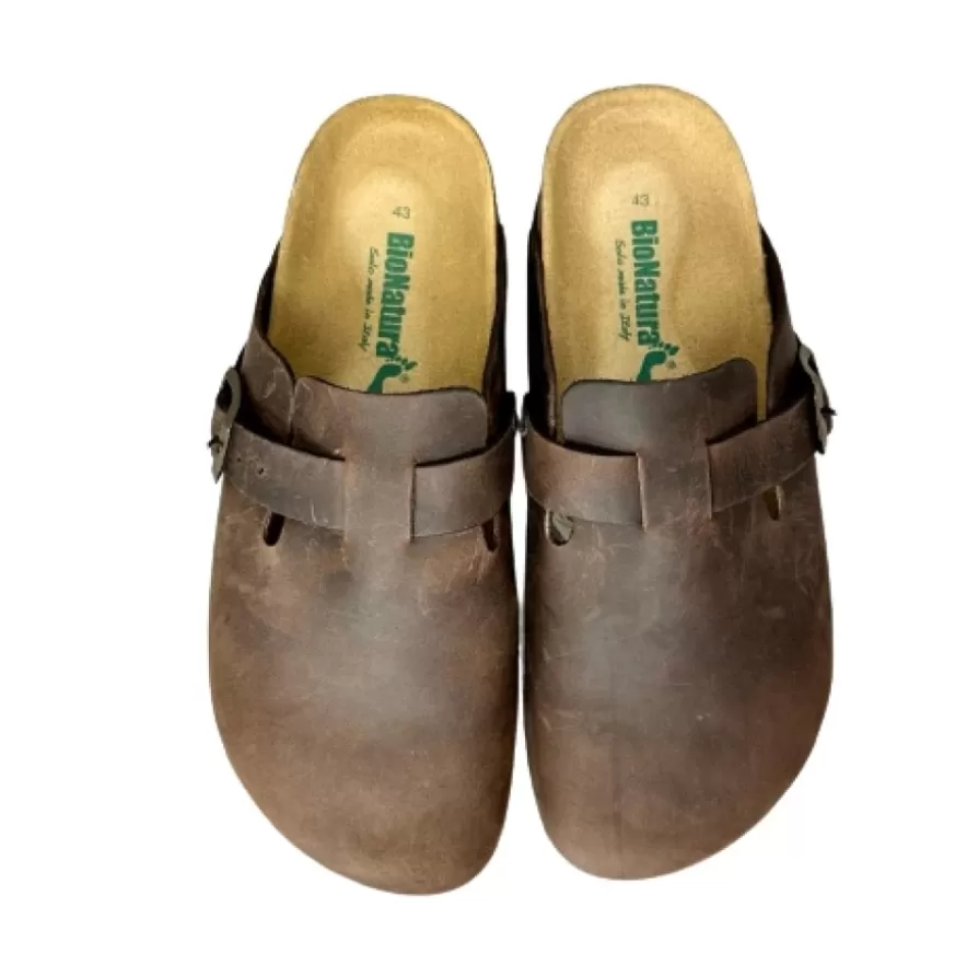 Uomo CAMARRI CALZATURE Scarpe Uomo | Sabot In Pelle Oliata Bionatura Testa Di Moro Vibram