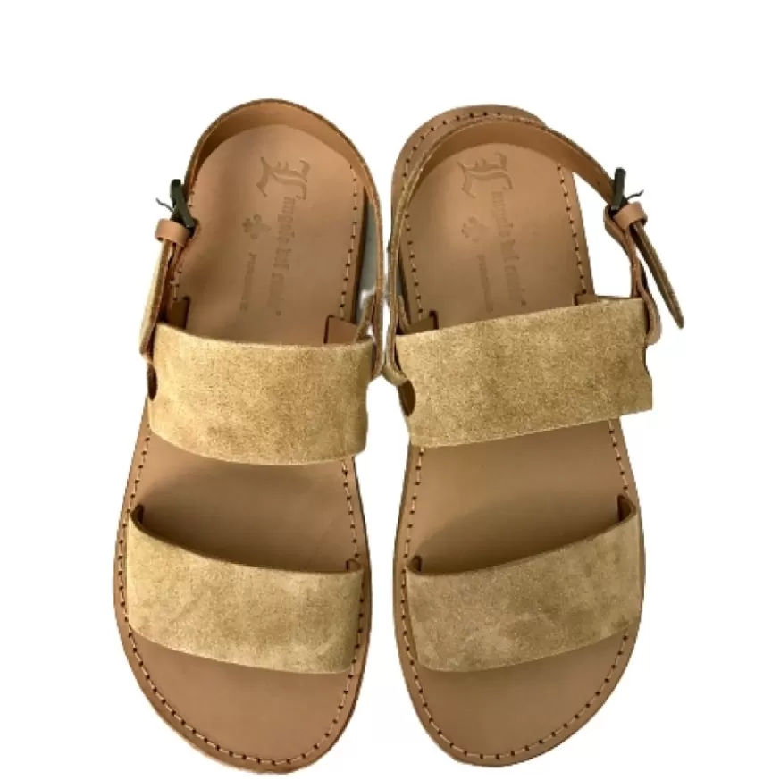 Uomo CAMARRI CALZATURE Scarpe Uomo | Sandalo Artigianale In Camoscio Beige Mod.C32