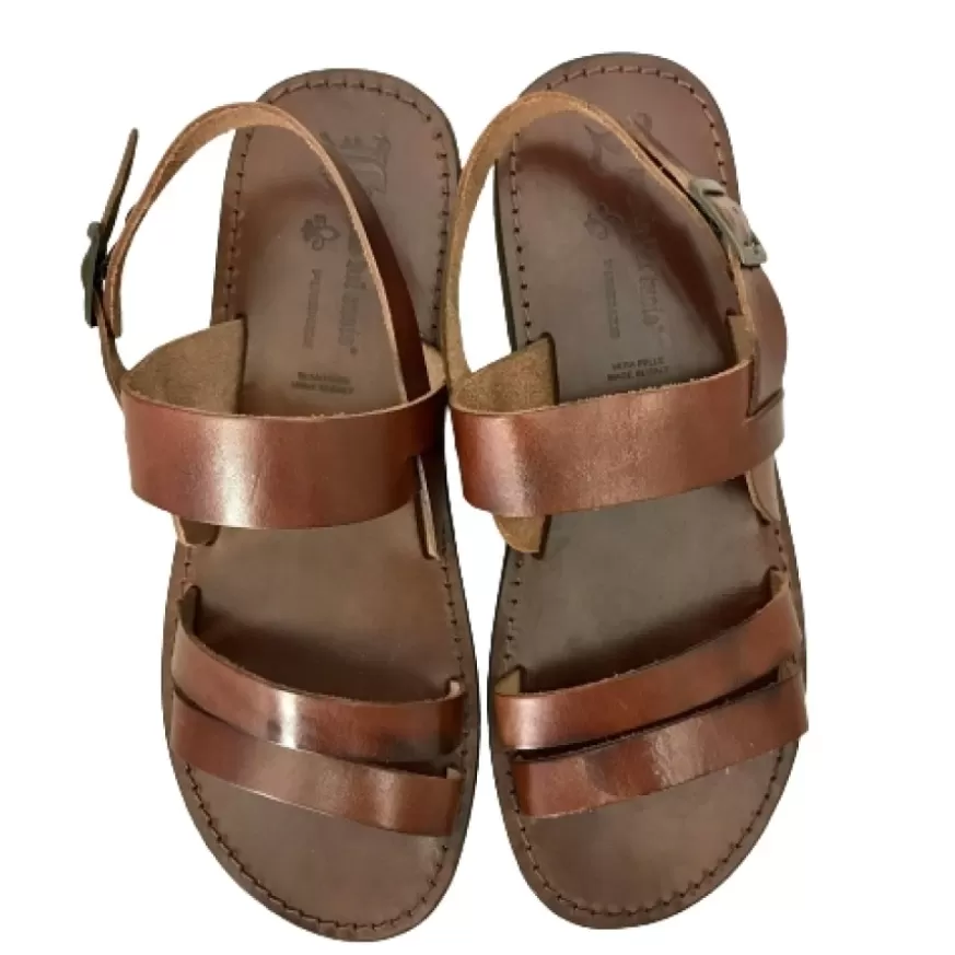 Uomo CAMARRI CALZATURE Scarpe Uomo | Sandalo Artigianale In Pelle Marrone Mod.C30