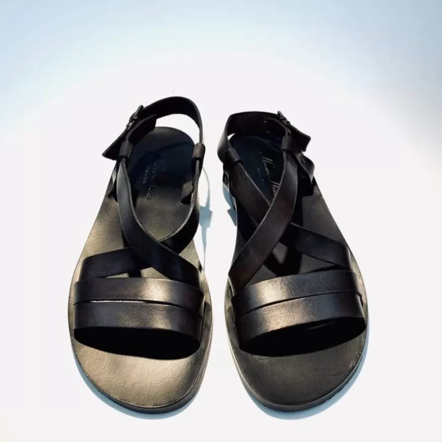 Uomo CAMARRI CALZATURE Scarpe Uomo | Sandalo Artigianale In Pelle Nero