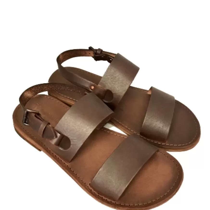 Uomo CAMARRI CALZATURE Scarpe Uomo | Sandalo Artigianale In Pelle Testa Di Moro Mod.C32