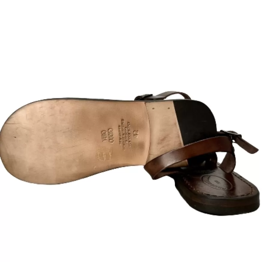 Uomo CAMARRI CALZATURE Scarpe Uomo | Sandalo In Pelle Testa Di Moro Mod. 7090
