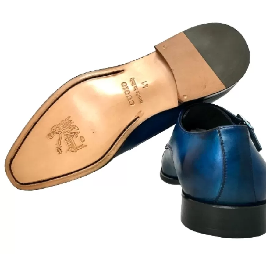 Uomo CAMARRI CALZATURE Scarpe Uomo | Scarpa Artigianale Cucita Blake Celeste Con Fibbie