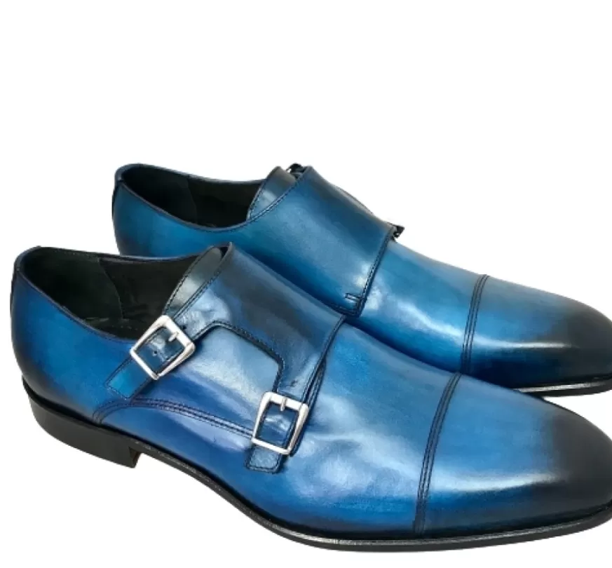 Uomo CAMARRI CALZATURE Scarpe Uomo | Scarpa Artigianale Cucita Blake Celeste Con Fibbie