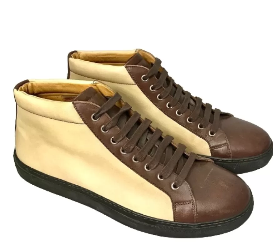 Uomo CAMARRI CALZATURE Scarpe Uomo | Sneakers Artigianale Alta In Pelle Bicolore